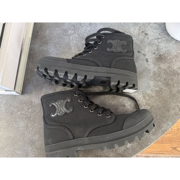 Céline Black Patapans Lace-Up Boots Size 35 - Picture 9 of 9